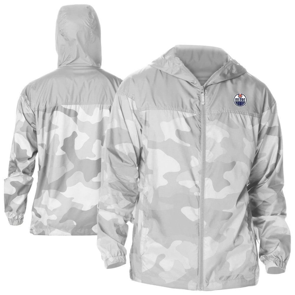 Edmonton Oilers Columbia Camo Flash Challenger Omni-Shade Full-Zip Hoodie Windbreaker Gray