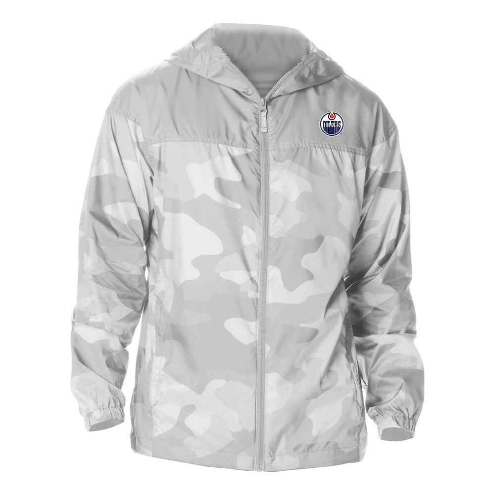 Edmonton Oilers Columbia Camo Flash Challenger Omni-Shade Full-Zip Hoodie Windbreaker Gray