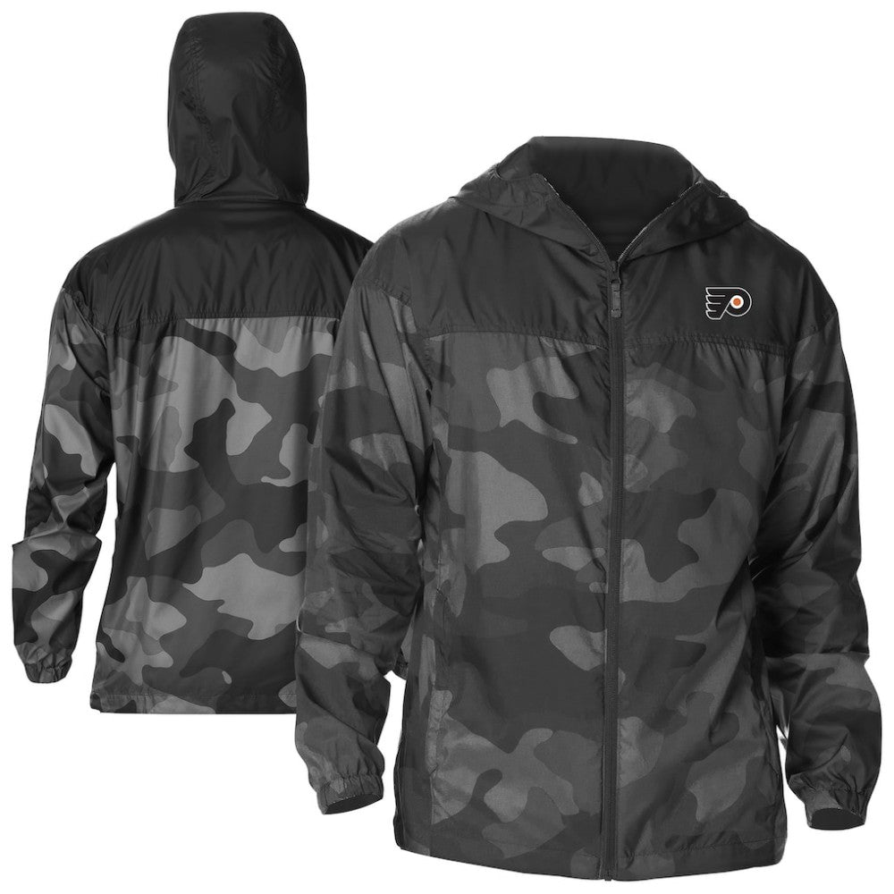 Philadelphia Flyers Columbia Camo Flash Challenger Omni-Shade Full-Zip Hoodie Windbreaker Black
