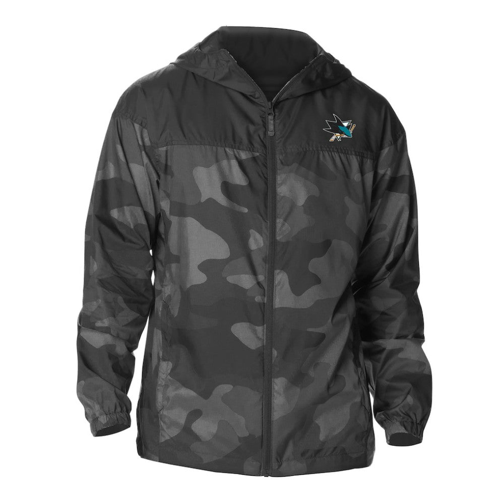 San Jose Sharks Columbia Camo Flash Challenger Omni-Shade Full-Zip Hoodie Windbreaker Black