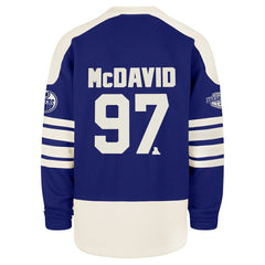 Connor McDavid Edmonton Oilers '47 Player Name & Number Sweep Check Eternal Lacer Sweatshirt Royal