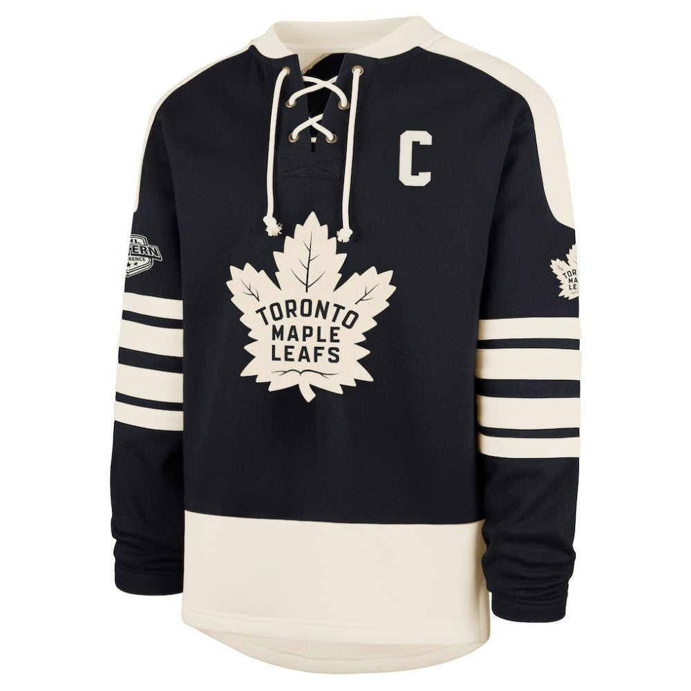 Auston Matthews Toronto Maple Leafs '47 Player Name & Number Sweep Check Eternal Lacer Sweatshirt Navy