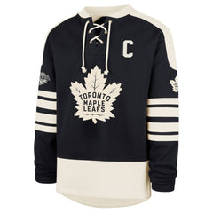 Auston Matthews Toronto Maple Leafs '47 Player Name & Number Sweep Check Eternal Lacer Sweatshirt Navy