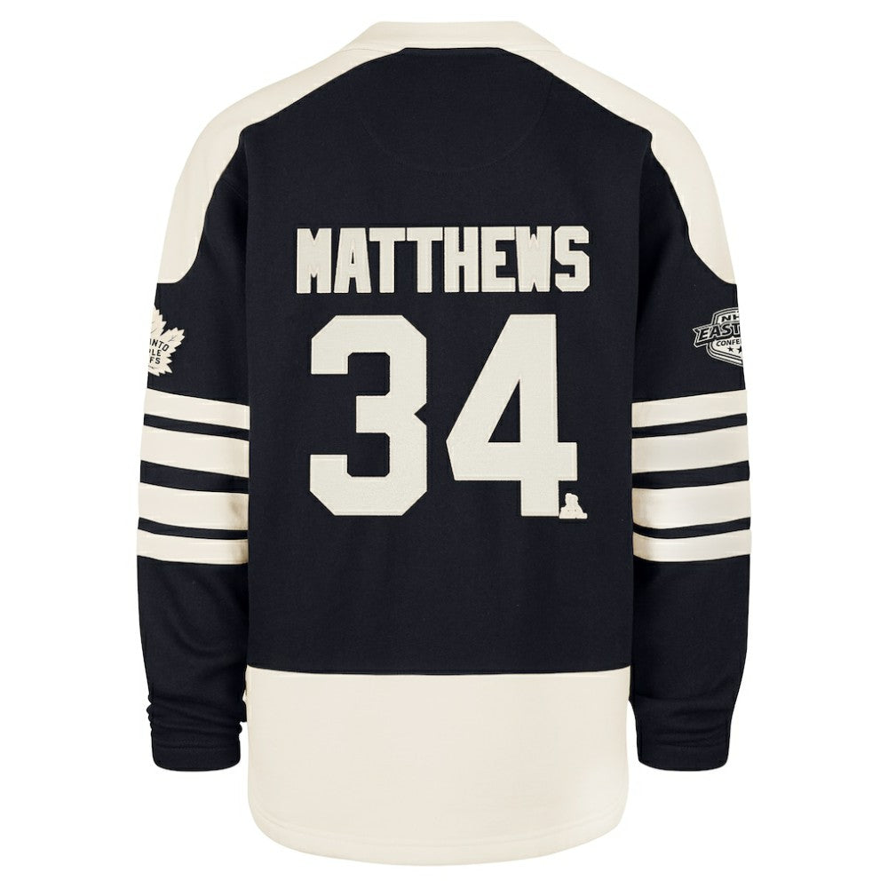 Auston Matthews Toronto Maple Leafs '47 Player Name & Number Sweep Check Eternal Lacer Sweatshirt Navy