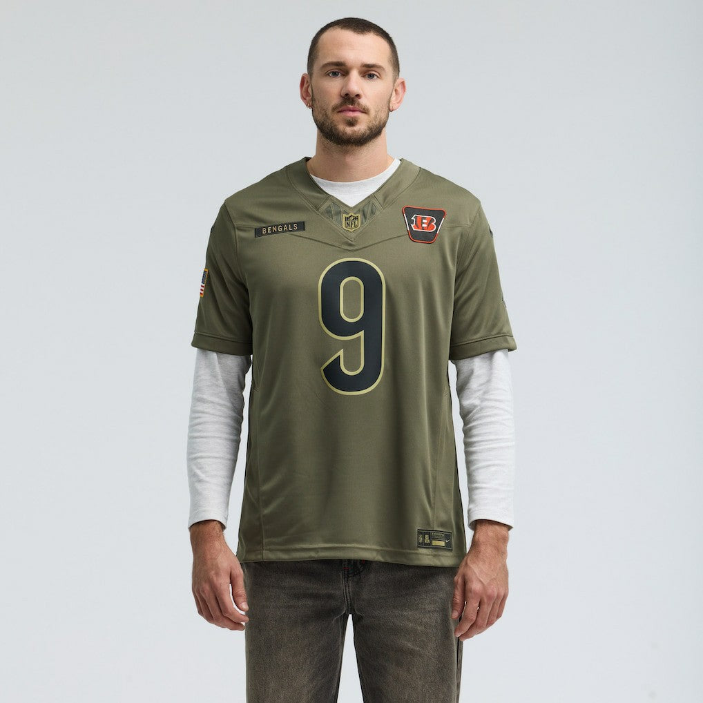 Joe Burrow Cincinnati Bengals 2025 Salute to Service Limited Jersey - Olive