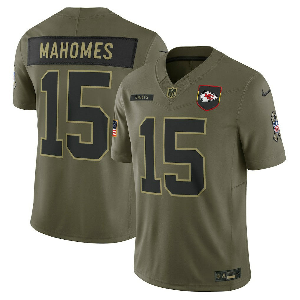Patrick Mahomes Kansas City Chiefs 2025 Salute to Service Limited Jersey - Olive