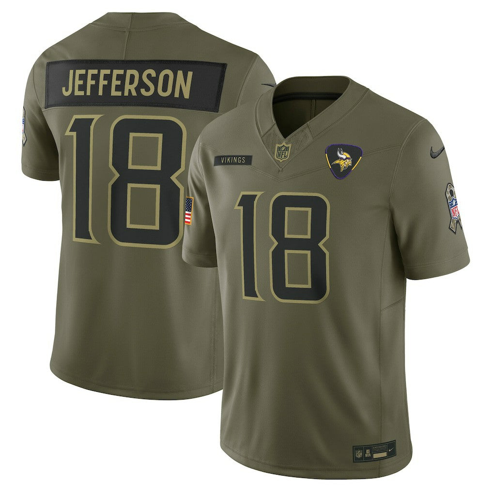 Justin Jefferson Minnesota Vikings 2025 Salute to Service Limited Jersey - Olive