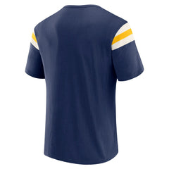 Milwaukee Brewers Darius Rucker Collection Distressed Sleeve Stripe T-Shirt Navy