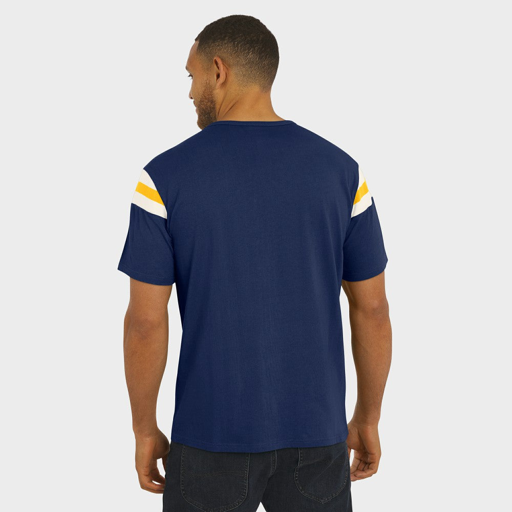 Milwaukee Brewers Darius Rucker Collection Distressed Sleeve Stripe T-Shirt Navy