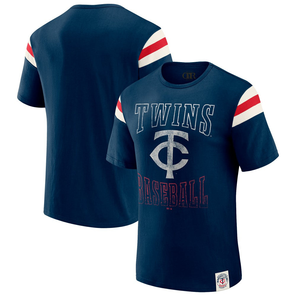 Minnesota Twins Darius Rucker Collection Distressed Sleeve Stripe T-Shirt Navy