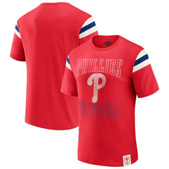 Philadelphia Phillies Darius Rucker Collection Distressed Sleeve Stripe T-Shirt Red