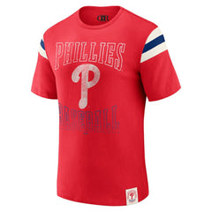 Philadelphia Phillies Darius Rucker Collection Distressed Sleeve Stripe T-Shirt Red