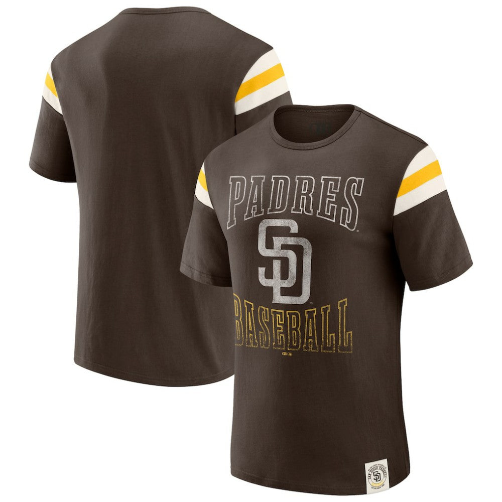 San Diego Padres Darius Rucker Collection Distressed Sleeve Stripe T-Shirt Brown