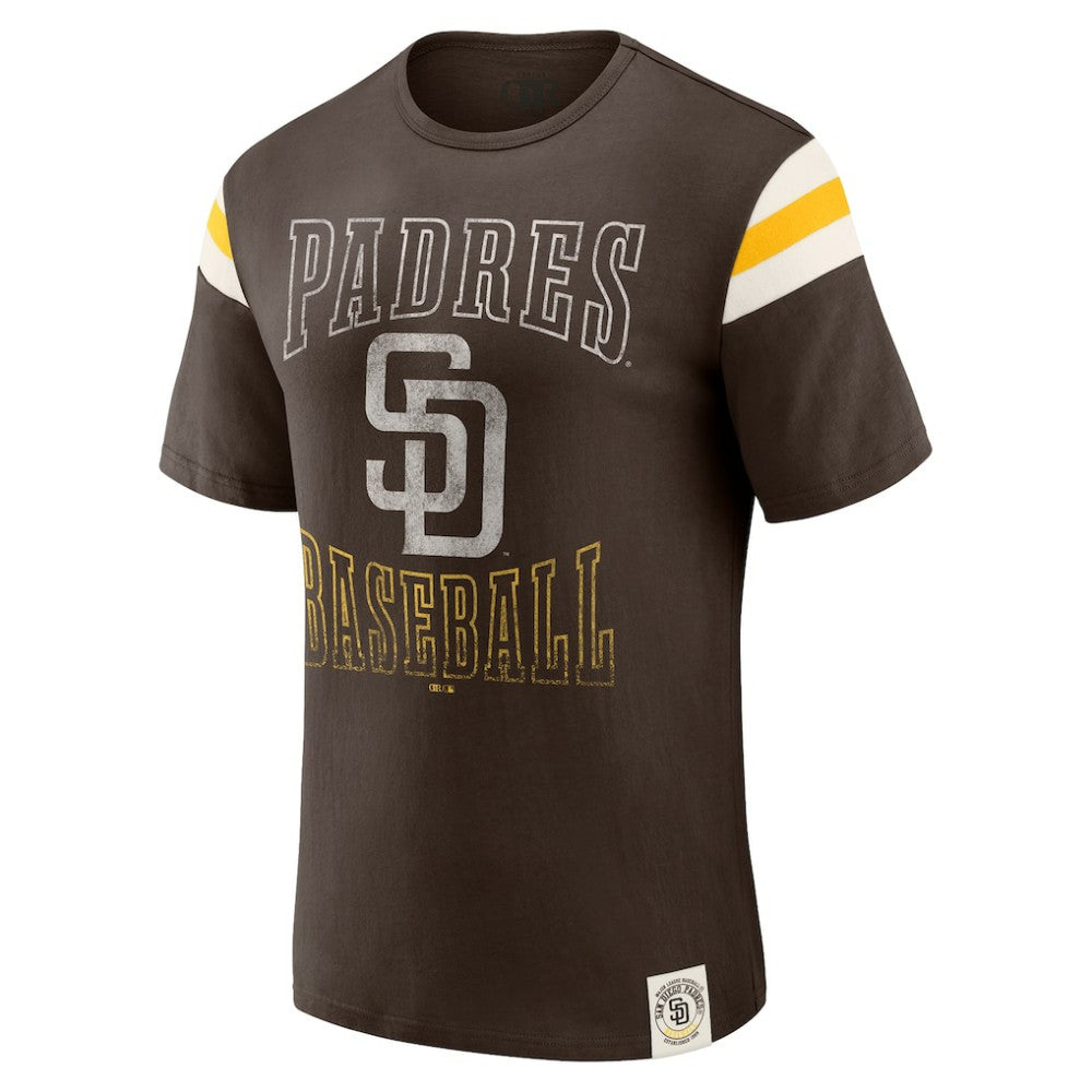 San Diego Padres Darius Rucker Collection Distressed Sleeve Stripe T-Shirt Brown