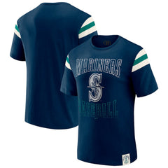 Seattle Mariners Darius Rucker Collection Distressed Sleeve Stripe T-Shirt Navy