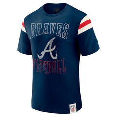 Atlanta Braves Darius Rucker Collection Distressed Sleeve Stripe T-Shirt Navy