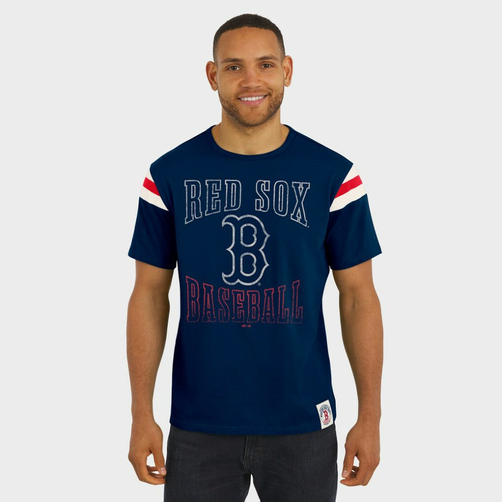 Boston Red Sox Darius Rucker Collection Distressed Sleeve Stripe T-Shirt Navy