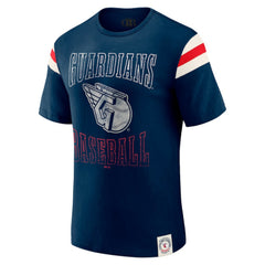 Cleveland Guardians Darius Rucker Collection Distressed Sleeve Stripe T-Shirt Navy