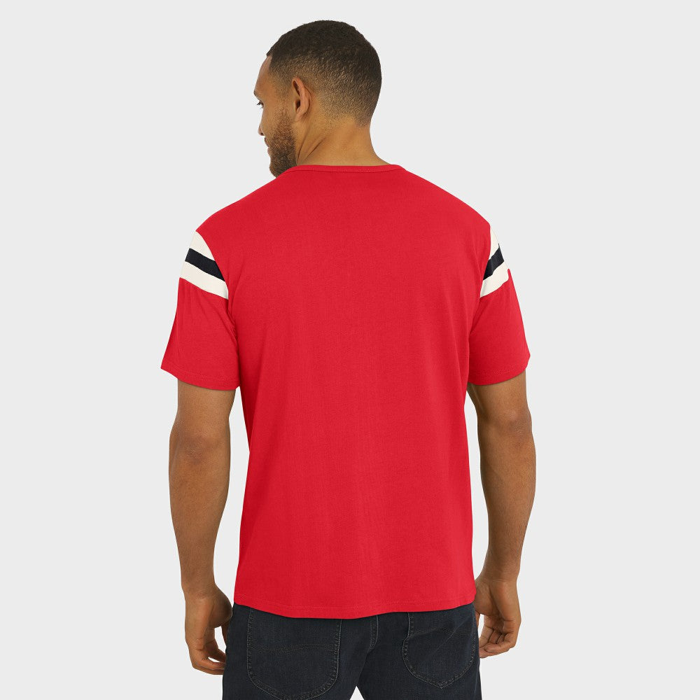 Cincinnati Reds Darius Rucker Collection Distressed Sleeve Stripe T-Shirt Red