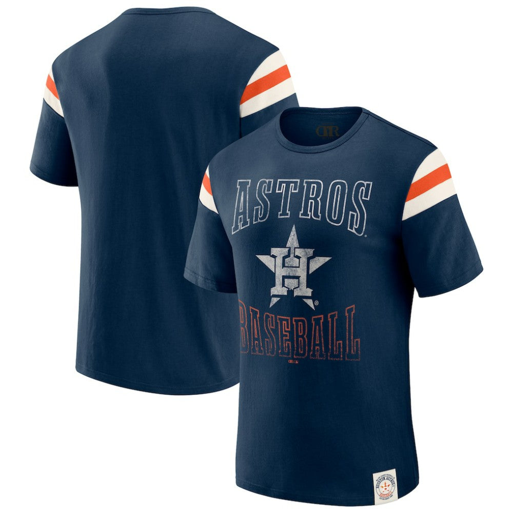 Houston Astros Darius Rucker Collection Distressed Sleeve Stripe T-Shirt Navy