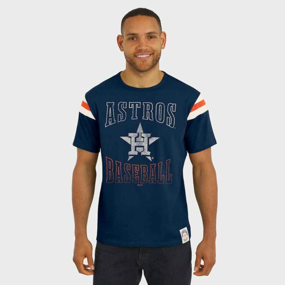 Houston Astros Darius Rucker Collection Distressed Sleeve Stripe T-Shirt Navy