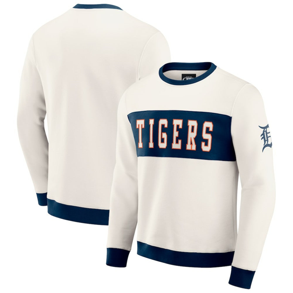 Detroit Tigers Darius Rucker Collection Colorblock Crewneck Sweatshirt Cream