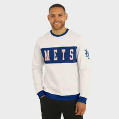 New York Mets Darius Rucker Collection Colorblock Crewneck Sweatshirt Cream