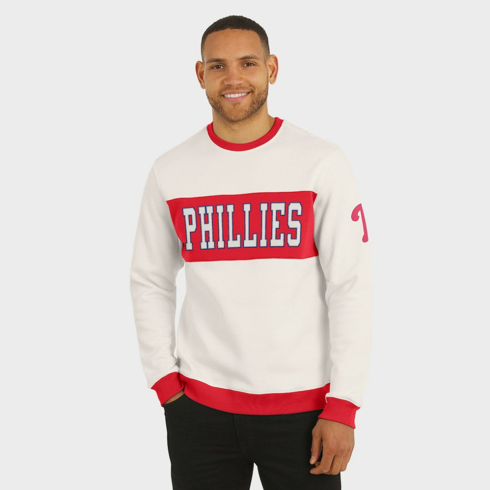 Philadelphia Phillies Darius Rucker Collection Colorblock Crewneck Sweatshirt Cream