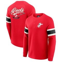 Cincinnati Reds Darius Rucker Collection Waffle-Knit Raglan Long Sleeve Henley T-Shirt Red