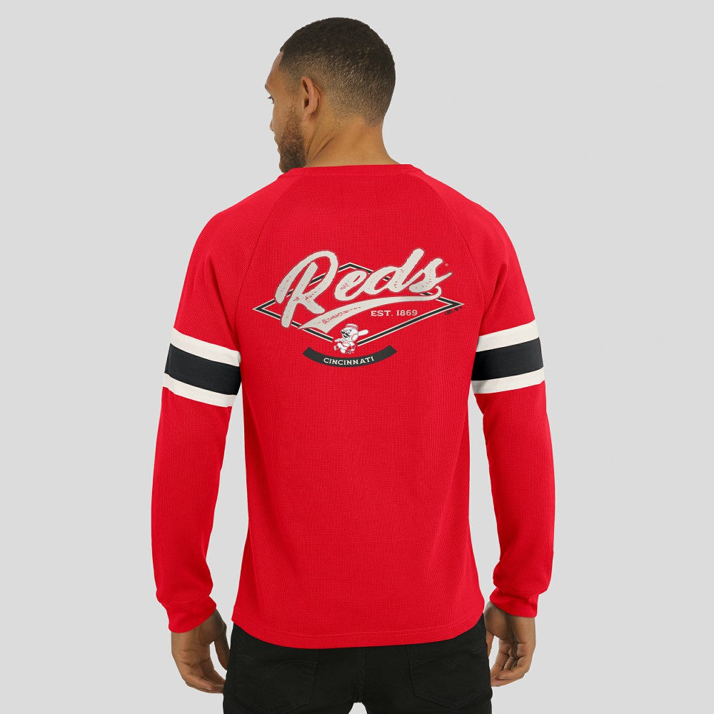 Cincinnati Reds Darius Rucker Collection Waffle-Knit Raglan Long Sleeve Henley T-Shirt Red