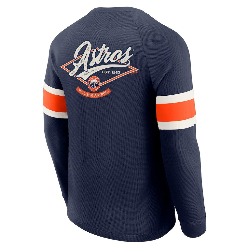 Houston Astros Darius Rucker Collection Waffle-Knit Raglan Long Sleeve Henley T-Shirt Navy