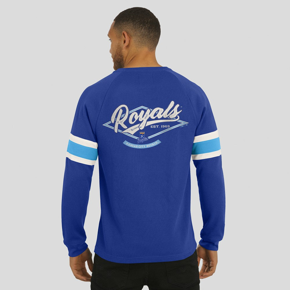 Kansas City Royals Darius Rucker Collection Waffle-Knit Raglan Long Sleeve Henley T-Shirt Royal