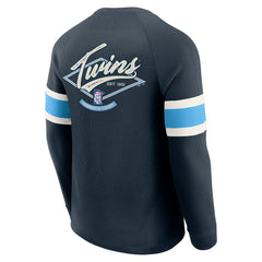Minnesota Twins Darius Rucker Collection Waffle-Knit Raglan Long Sleeve Henley T-Shirt Navy
