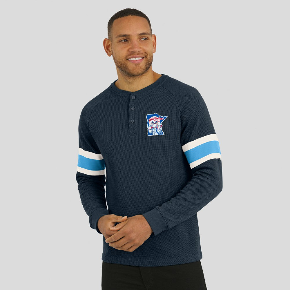 Minnesota Twins Darius Rucker Collection Waffle-Knit Raglan Long Sleeve Henley T-Shirt Navy