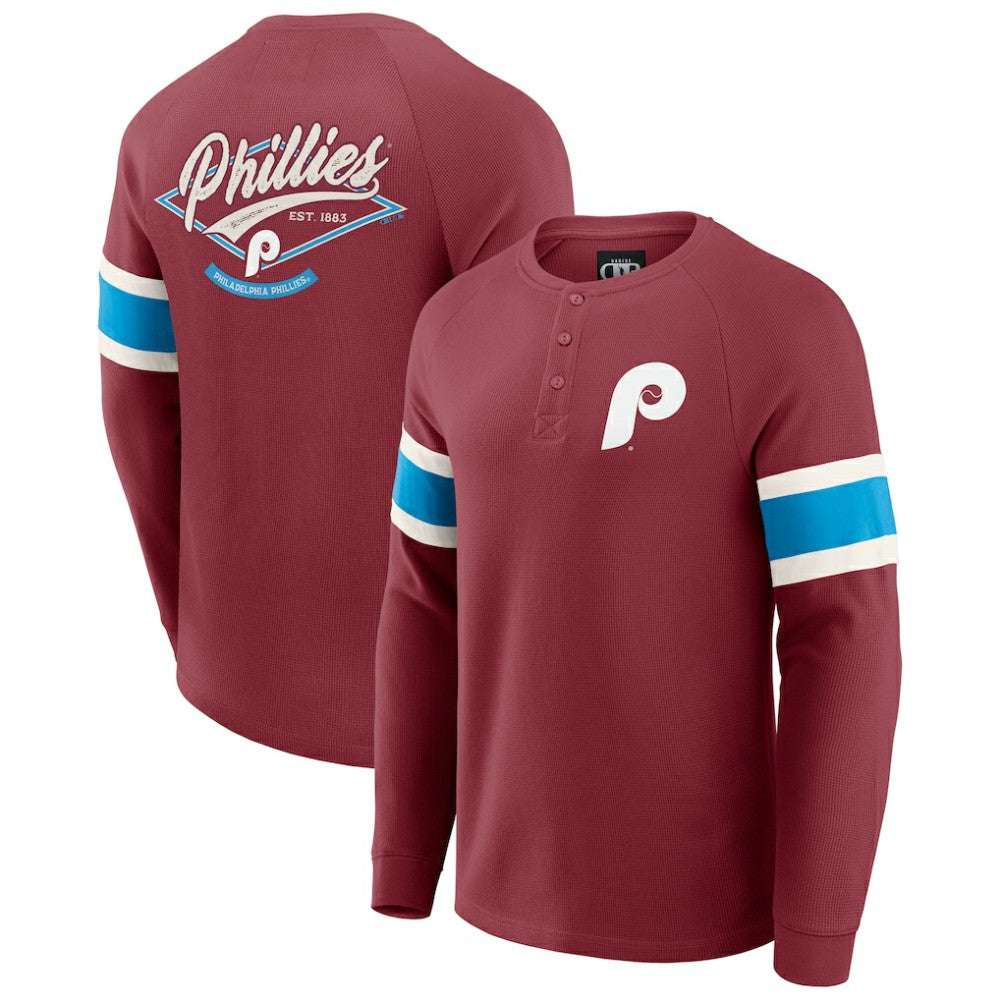 Philadelphia Phillies Darius Rucker Collection Waffle-Knit Raglan Long Sleeve Henley T-Shirt Burgundy