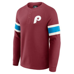 Philadelphia Phillies Darius Rucker Collection Waffle-Knit Raglan Long Sleeve Henley T-Shirt Burgundy