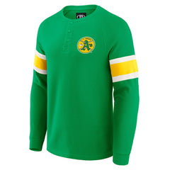 Athletics Darius Rucker Collection Waffle-Knit Raglan Long Sleeve Henley T-Shirt Green