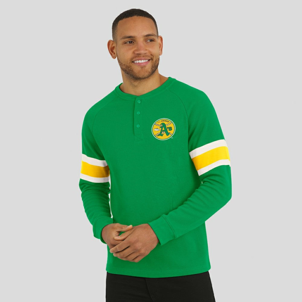 Athletics Darius Rucker Collection Waffle-Knit Raglan Long Sleeve Henley T-Shirt Green