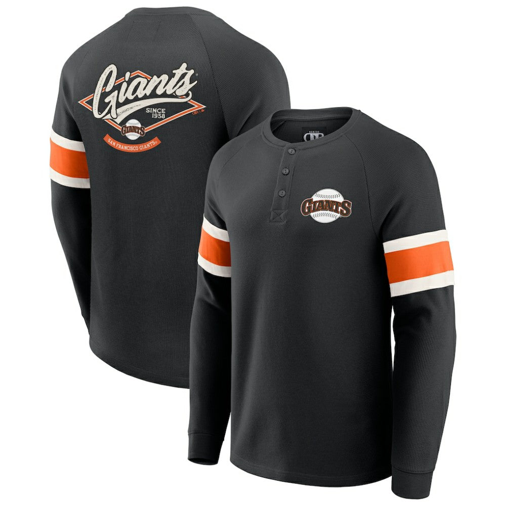 San Francisco Giants Darius Rucker Collection Waffle-Knit Raglan Long Sleeve Henley T-Shirt Black