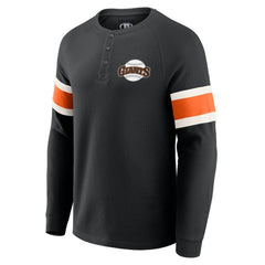 San Francisco Giants Darius Rucker Collection Waffle-Knit Raglan Long Sleeve Henley T-Shirt Black
