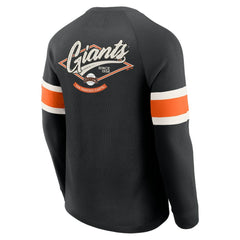 San Francisco Giants Darius Rucker Collection Waffle-Knit Raglan Long Sleeve Henley T-Shirt Black