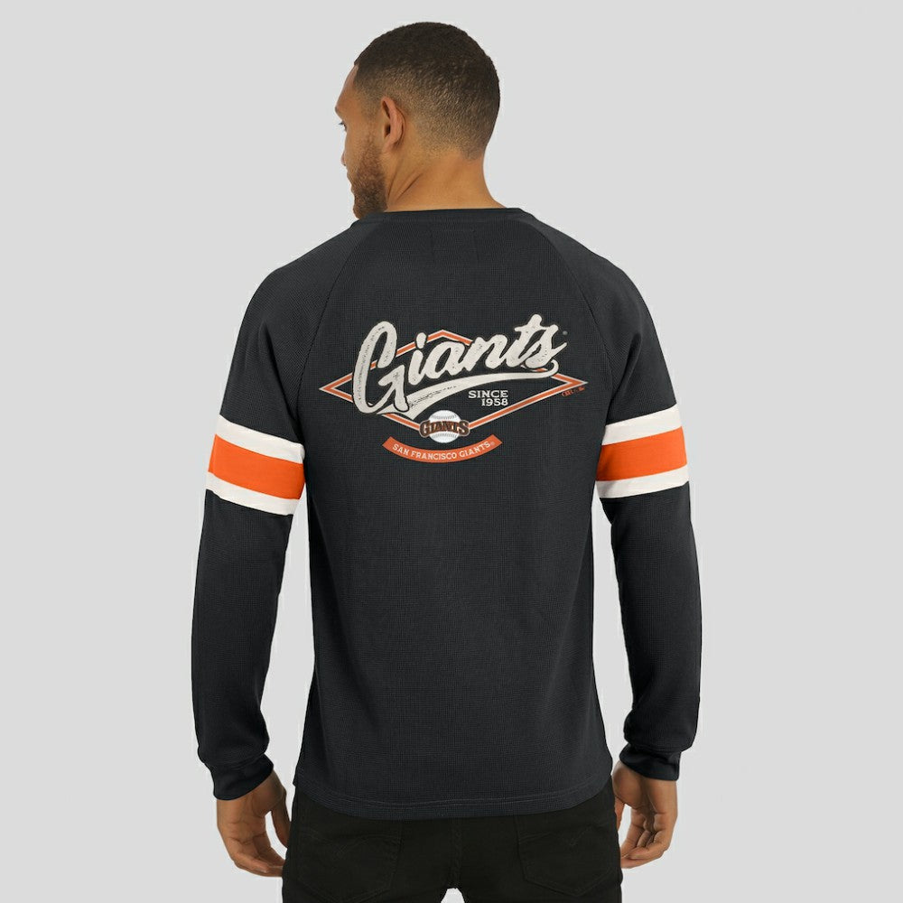 San Francisco Giants Darius Rucker Collection Waffle-Knit Raglan Long Sleeve Henley T-Shirt Black