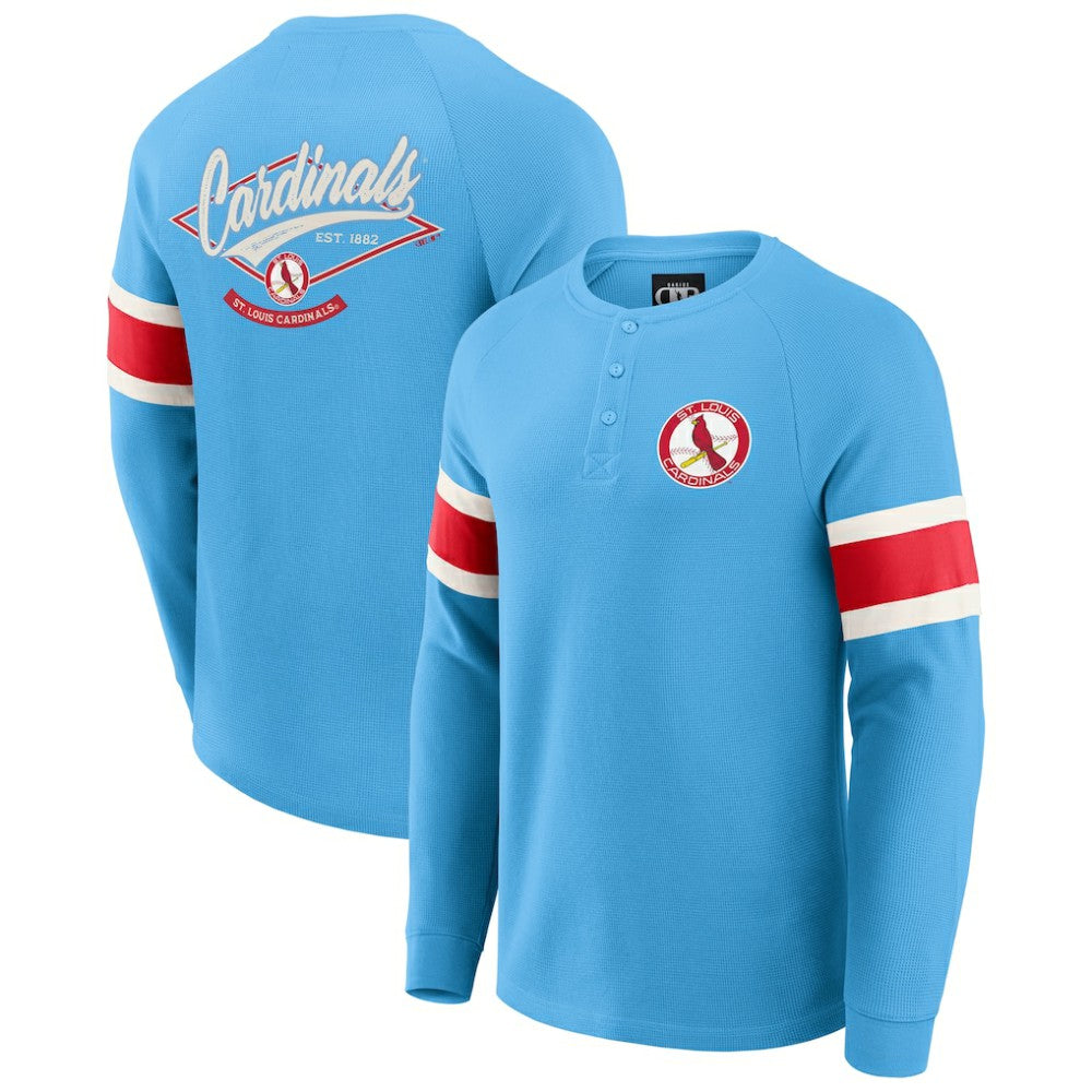 St. Louis Cardinals Darius Rucker Collection Waffle-Knit Raglan Long Sleeve Henley T-Shirt Light Blue