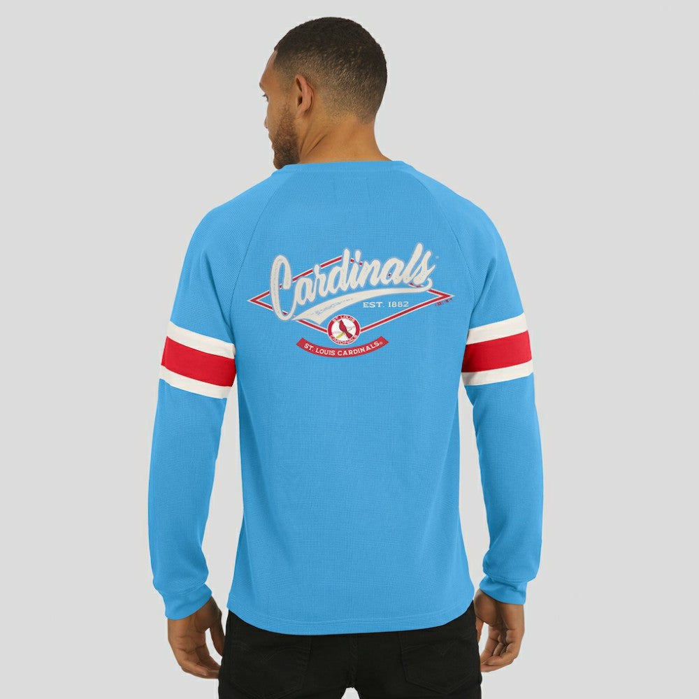 St. Louis Cardinals Darius Rucker Collection Waffle-Knit Raglan Long Sleeve Henley T-Shirt Light Blue