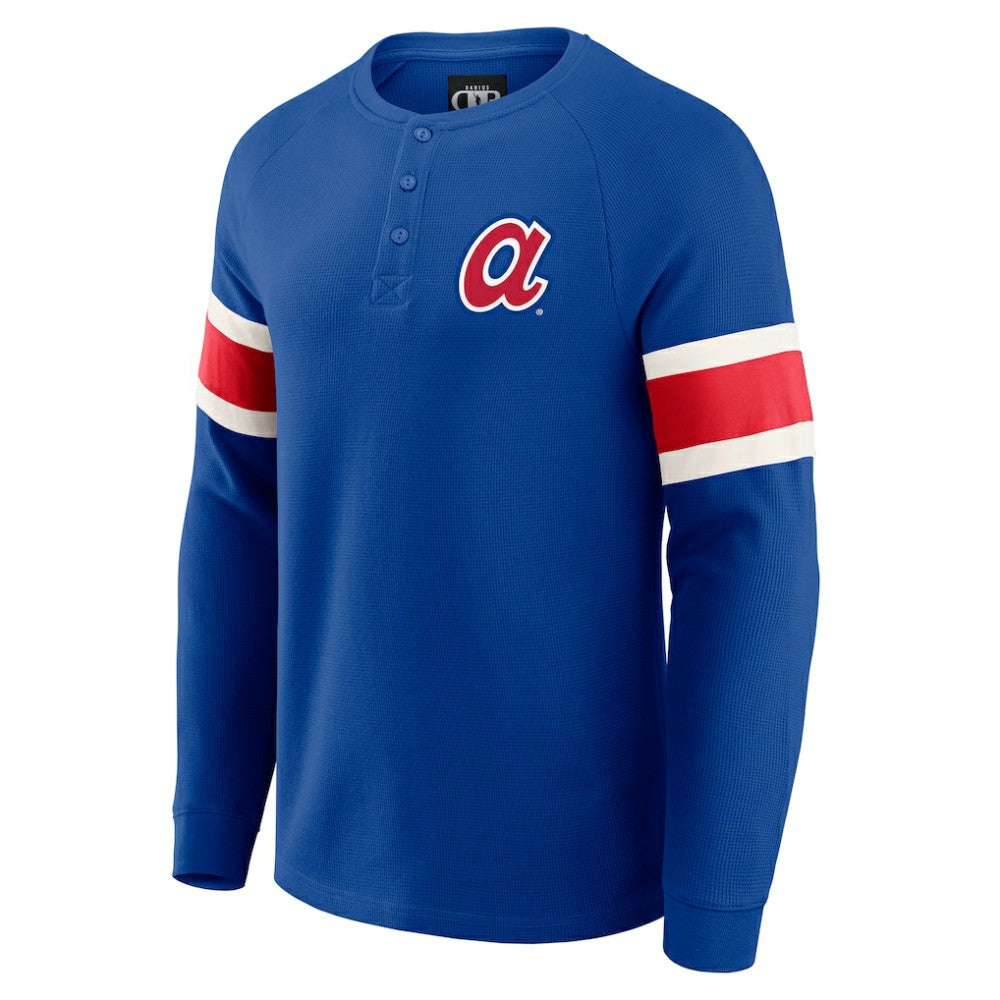 Atlanta Braves Darius Rucker Collection Waffle-Knit Raglan Long Sleeve Henley T-Shirt Royal