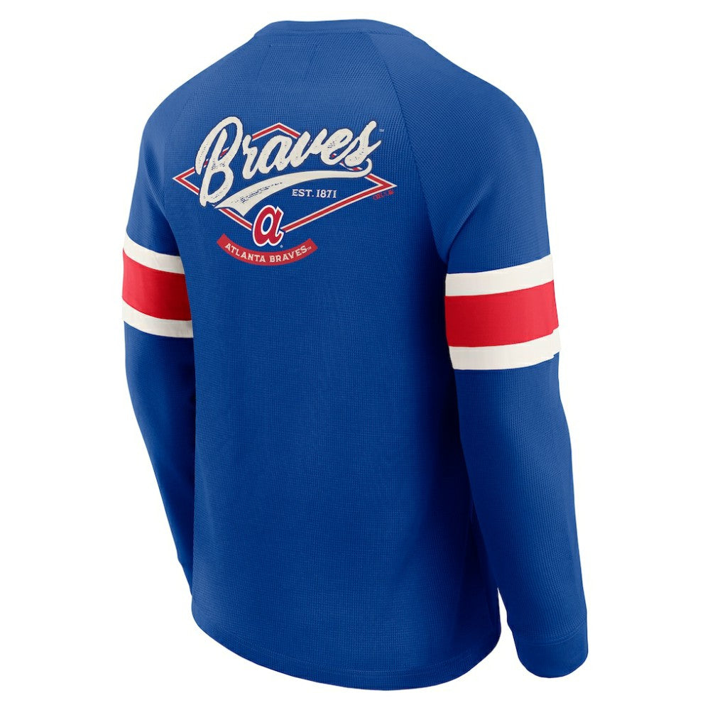 Atlanta Braves Darius Rucker Collection Waffle-Knit Raglan Long Sleeve Henley T-Shirt Royal