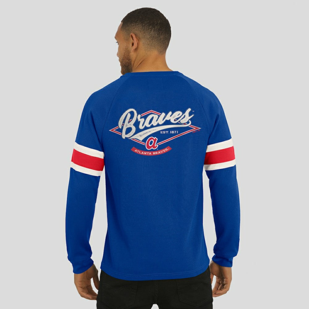 Atlanta Braves Darius Rucker Collection Waffle-Knit Raglan Long Sleeve Henley T-Shirt Royal