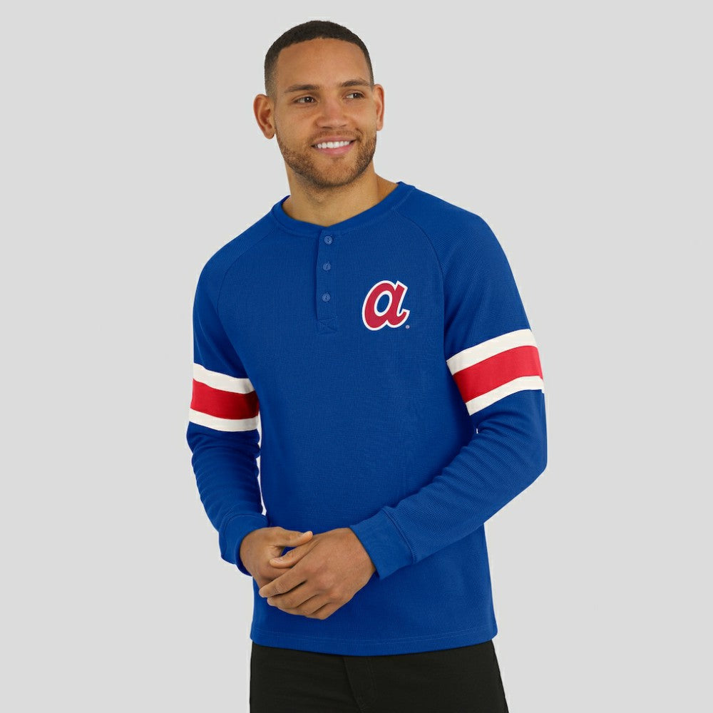 Atlanta Braves Darius Rucker Collection Waffle-Knit Raglan Long Sleeve Henley T-Shirt Royal