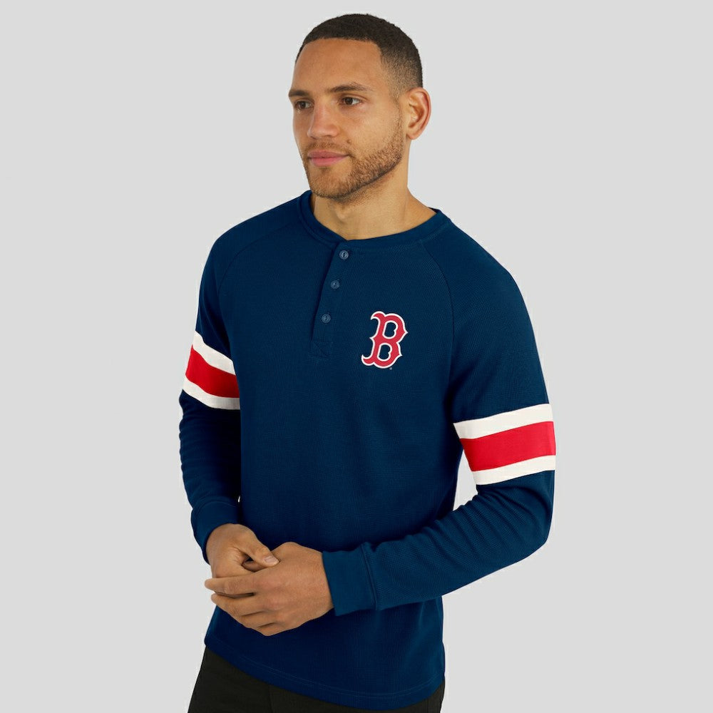 Boston Red Sox Darius Rucker Collection Waffle-Knit Raglan Long Sleeve Henley T-Shirt Navy