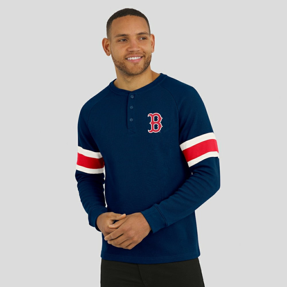 Boston Red Sox Darius Rucker Collection Waffle-Knit Raglan Long Sleeve Henley T-Shirt Navy
